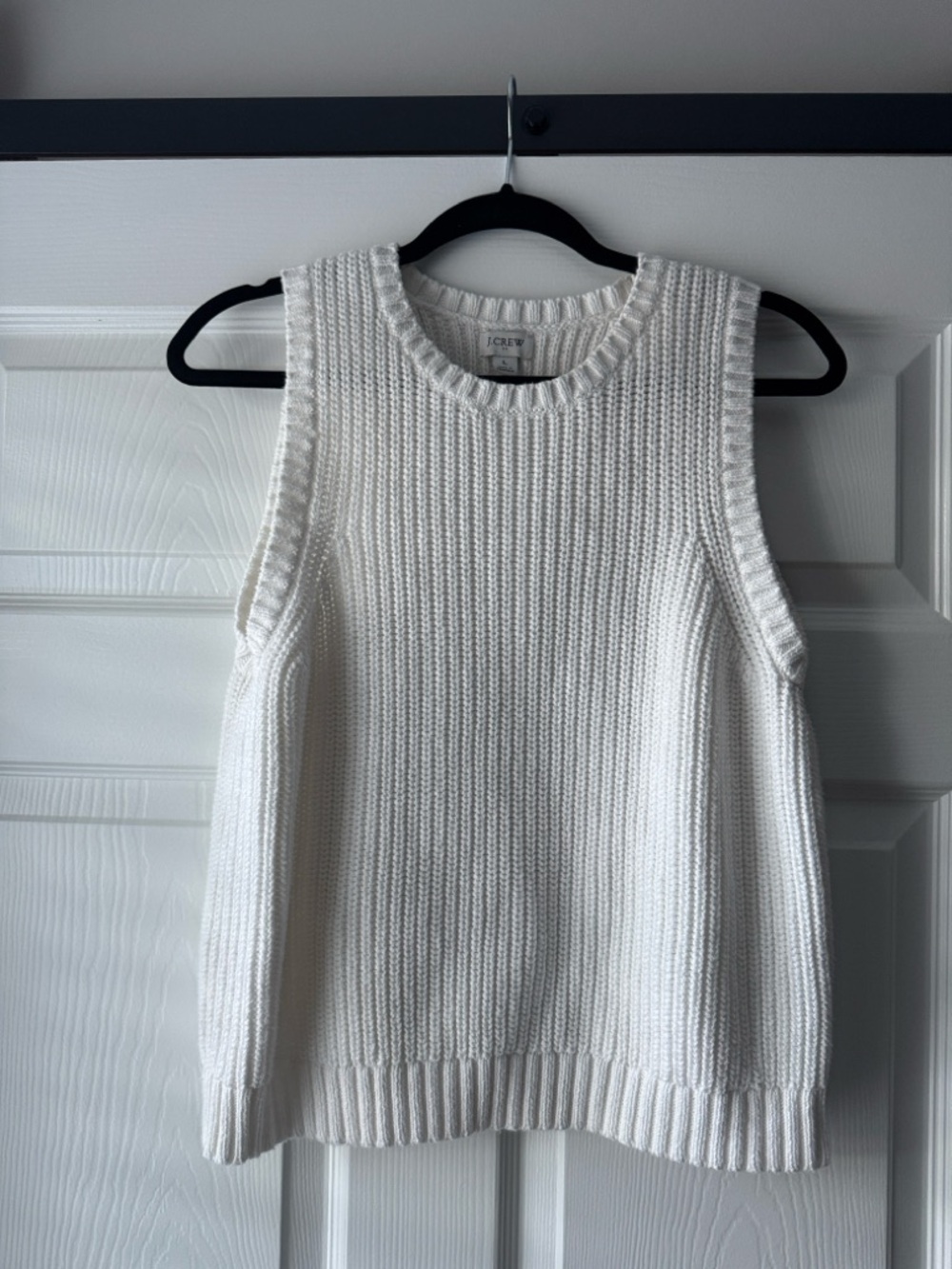 J.Crew | 100% Cotton White Fisherman Knit Sleeveless Sweater Vest